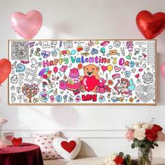 Valentines Coloring Tablecloth/Poster, Valentines Day Gifts for Kids Classroom,