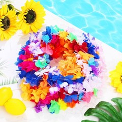 400 Counts Hawaiian Leis Necklace Bulk Tropical Luau Decorations Flower Lei C…