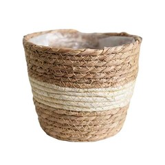 3 Piece Lined Wicker Plant Basket Set 18 22 25 cm Natural Seagrass Decor