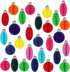 15 Pcs Christmas Lights Honeycomb Hanging Decorations 3D Paper Ball