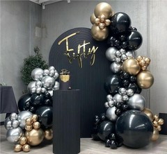 Black Gold Silver Balloons Garland Arch Kit, 141Pcs Latex Balloons Different …