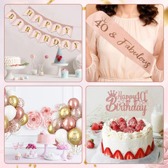 40Th Birthday Decorations for Women, 31Pcs 40Th Rose Gold Birthday Party Decorat