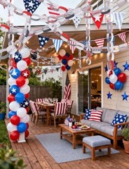 Patriotic Paper Chain Garland Strips – 300pcs 10 Designs Red White Blue Paper