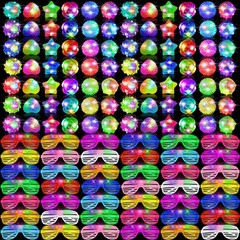 100 Pcs LED Light Up Party Favors Bulk Glow in the Dark Glasses Rings 10 Colo…