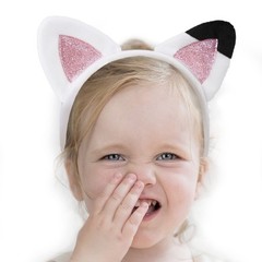 Cat Ears Headband for Kids – Plush Glitter Hairband for Dollhouse Parties
