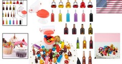 21-Piece Miniature Bottles & Funny Toilet Cake Topper for Dollhouse Decor