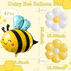 8 Pcs Bee and Daisy Balloons Set – 4 Bumble 01-8 Pcs Bee and Daisy Balloons Set