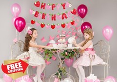 FBQ Pink Happy Birthday Banners