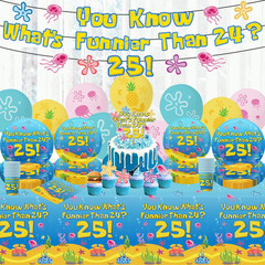Blue Ocean Birthday Party Decorations Tableware 104Pcs Whats Funnier than 24 25