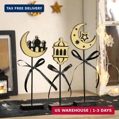 3 Pcs Ramadan Eid Mubarak Decorations Wooden Set, Islamic Ramadan Decorations fo