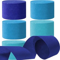 Navy Sky Blue Crepe Paper Streamers 1.8 Inch 6 Rolls 82 Feet Per Roll Party