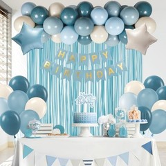 Blue Birthday Decorations for Men with Sand White Light Slate Dusty Blue