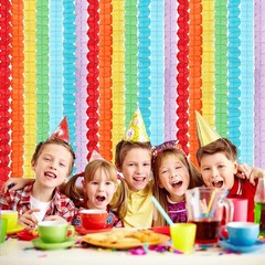 Rainbow Red-Orange Green-Blue Purple Streamers Garland – 12pcs Colorful Theme