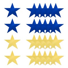 24 Pcs Stars Cutouts, 6 Inch Double Printed Paper Stars, Gold/Blue