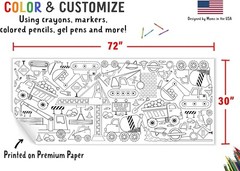 Construction-Themed Kids Coloring Tablecloth 30″ x 72″ – No Creases, Fun Part…