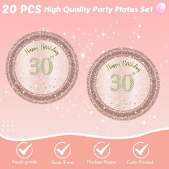 Chic 41-Piece Rose Gold 30th Birthday Party Tableware Set – Disposable Elegance
