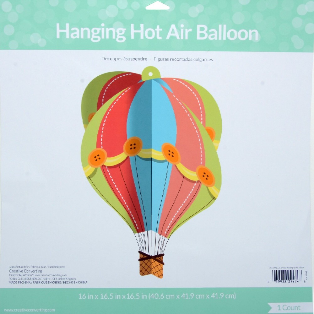 3D Hanging Hot Air Balloon Decoration Kids Party Celebration 16″ x 16.5″ x 16.5″