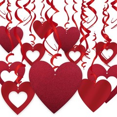 Glitter Red Heart Hanging Swirls Valentine’s Day Ceiling Decorations 30 PCS
