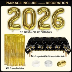 Black and Gold Graduation Decorations Class of 2026 – Graduation Balloon Boxe…