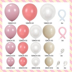 Pink and White Balloons Arch, Dusty Pink Bow Balloons Garland, Blush Beige Cr…