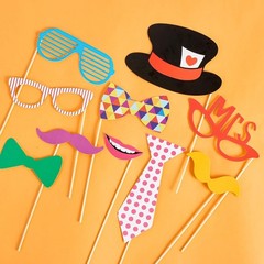Toy Photo Booth Props 66 Pieces，Multicolor Kit for Graduation Wedding Party S…