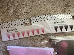 Party Decorations Banner Lot Silver & Ombré Pink & Lace Bows Pennant Flag Sign