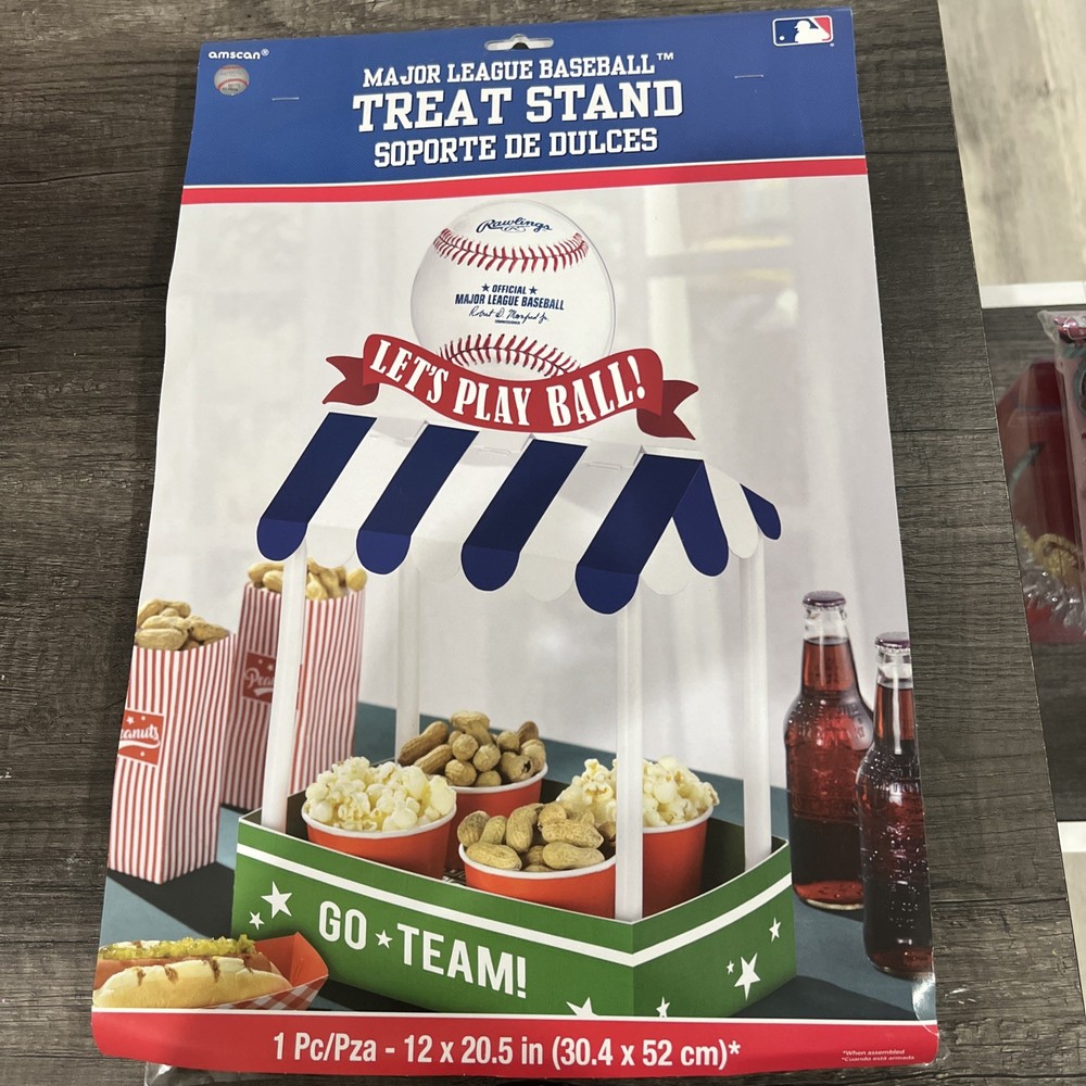 Rawlings MLB Pro Baseball Sports Theme Party Decoration Treat Stand 12X20.5 NEW