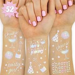 Cheers Party Temporary Tattoos – 52 iridescent styles | Bachelorette Party