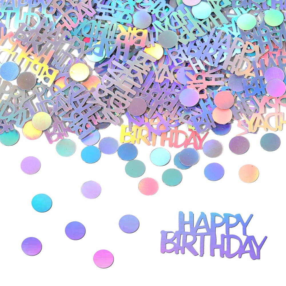 540 PCS Iridescent Happy Birthday Confetti Glitter Table Scatter Party