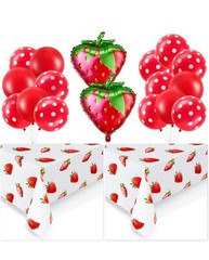 Tegeme 19 Pieces Strawberry Birthday Party Decoration with Strawberry Tablecl…