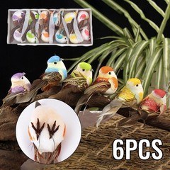 6pcs Fake Artificial Parrot Feathered Bird Budgie Garden Home Decoration Pack