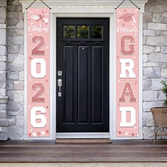 Graduation Decorations 2026, Pink Rose Gold Door Porch Signs, Graduation Bann…