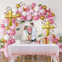 Mi Bautizo Decorations,Baptism Party Decorations Kit – Pink Gold Balloon Garland