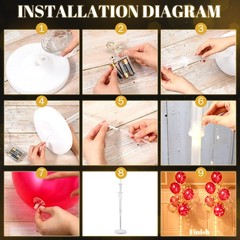 2 Set Floor Balloon Column Stand Kit with 40 Balloons Light Balloon Tower Kit…