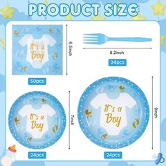 24 Sets Baby Shower Plates and Napkins Disposable Baby Shower Party Supplies …