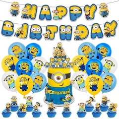 New Cartoon Character Birthday Party Supplies Set Banner Balloon Cake Topper