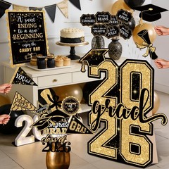 2026 Graduation Candy Buffet Decor – Black Gold Signs & Food Labels Set for Part