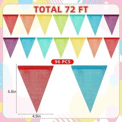 Rainbow Pennant Banner Flags 72ft Imitated Burlap Garland Party Decoration New