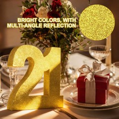 Number 30 7.9″ Glitter Number Birthday Decor Gold(7.9″ L)
