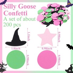 200 Pcs Witch Theme Confetti Set Pink and Green Witch Table Decorations Supplies