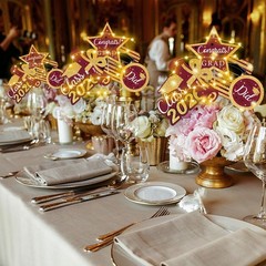 30 PCS Maroon Gold Graduation Table Centerpieces Sticks Class of 2026