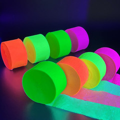 420Feet Blacklight Party Streamer Decorations 4 Rolls Glow Crepe Paper UV Reacti