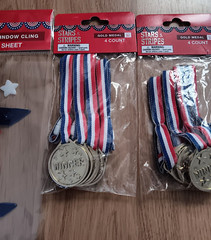 Star & Stripes Gold Medals Body Stickers Gel Window Clings Party Supplies Lot