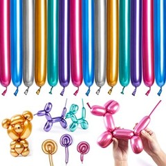 Globos Metalicos Cromados Largos De Latex Arcoiris Para Retorcer Animales Flores