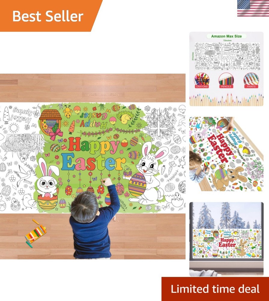 Easter Giant Coloring Poster/Tablecloth – Easter Crafts for Kids – 30 x 72 In…