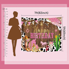 Western Cowgirl Birthday Backdrop for Girls Party Decorations Rustic Rodeo Boot