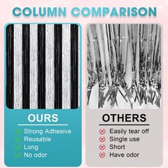 2 Pack Black Silver Tinsel Foil Fringe Curtains Metallic Party Streamers