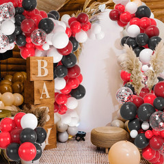 137Pcs Red Black White Balloons Arch Kit, 18/12/10/5 Inch Ruby Red White Black C