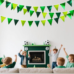 Gradient Green Party Decorations Metallic Fabric Ombre Green Triangle Pennant Ba