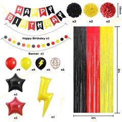 Red Black Yellow Party Supplies,Include Balloons Happy Banner Fringe Curtain …